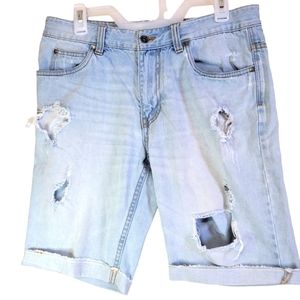 EMPIRE Distressed Jean Shorts Light Wash Men Size 32